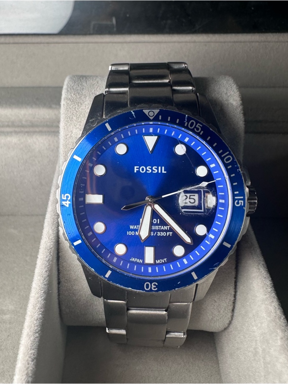 Fossil Blue Dial Stainless Steel Bracelet Watch